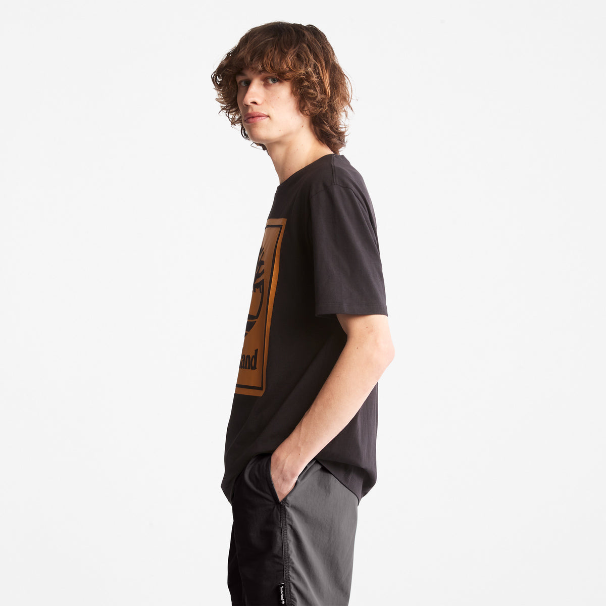 TIMBERLAND Men's Stack Logo Tee Black Wheat Boot - Image 7