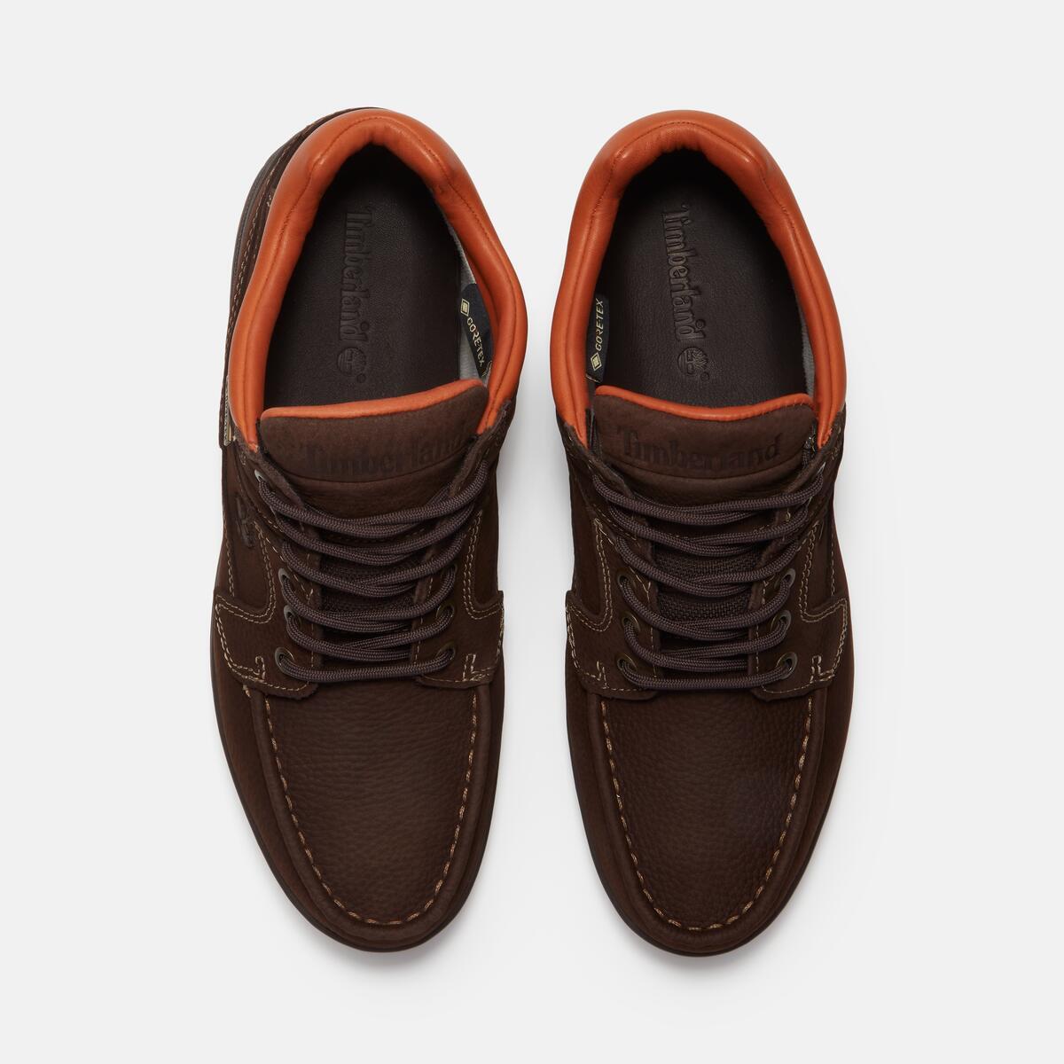TIMBERLAND Men's Heritage Moc Toe GTX Chukka Dark Brown Nubuck with Rust - Image 3