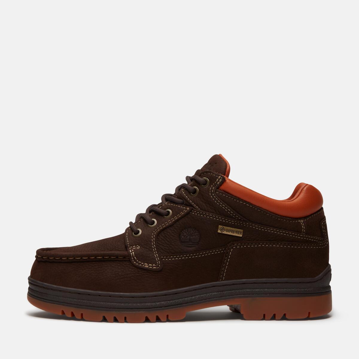 TIMBERLAND Men's Heritage Moc Toe GTX Chukka Dark Brown Nubuck with Rust - Image 9