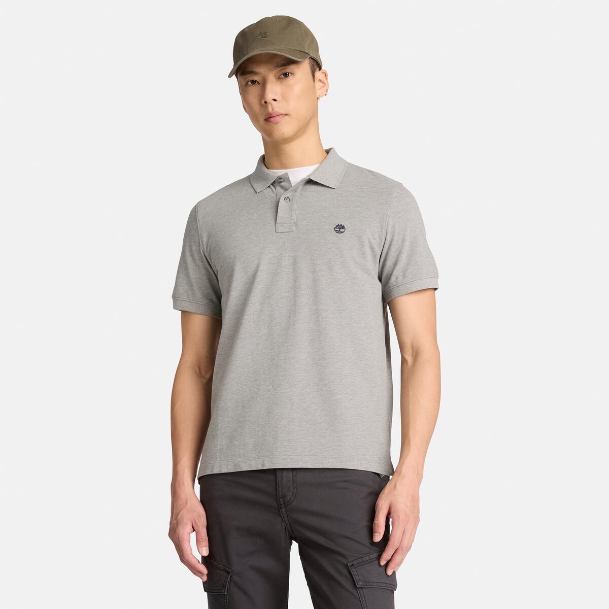 TIMBERLAND Men's Millers River Pique Polo Medium Grey Heather - Image 1