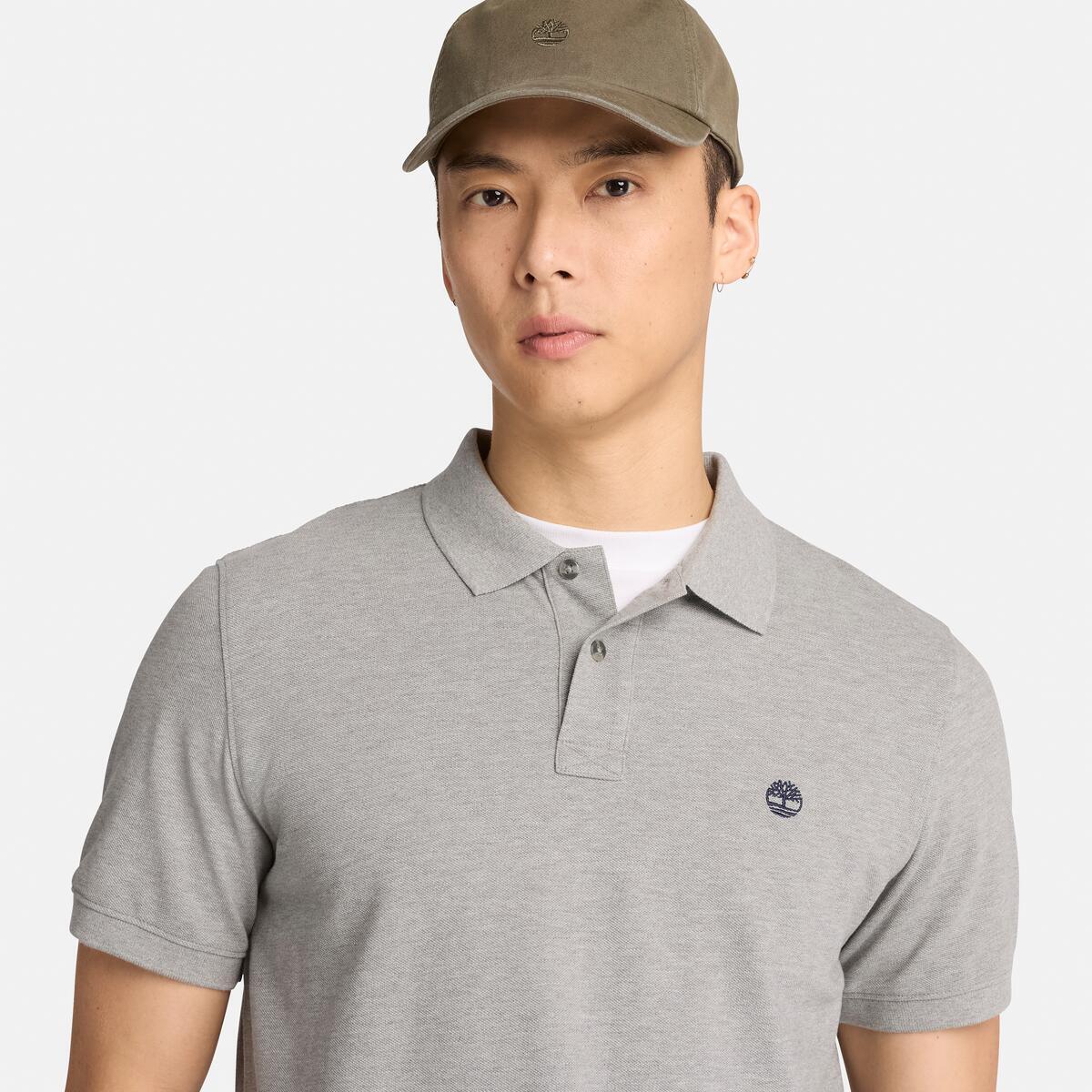 TIMBERLAND Men's Millers River Pique Polo Medium Grey Heather - Image 3