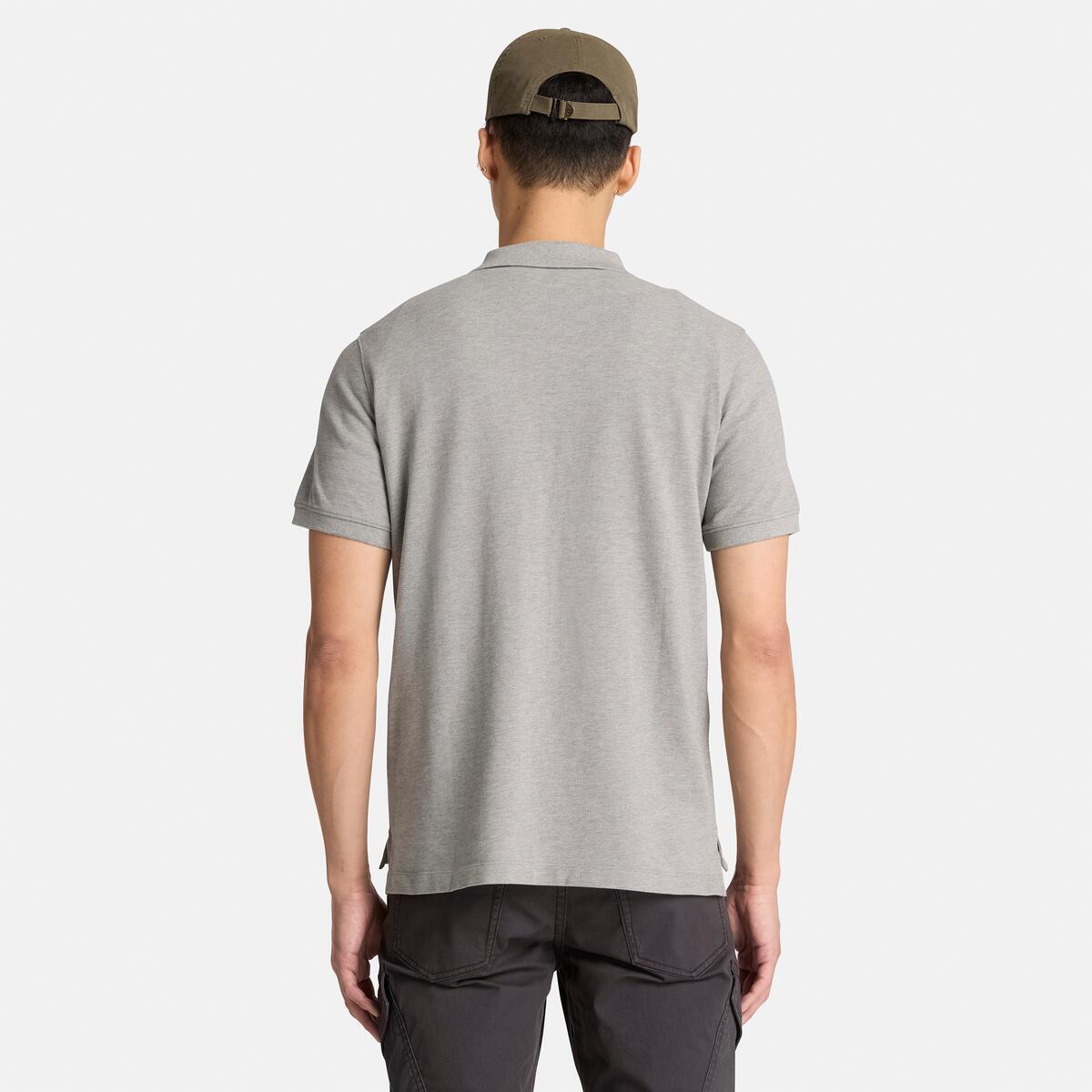TIMBERLAND Men's Millers River Pique Polo Medium Grey Heather - Image 4