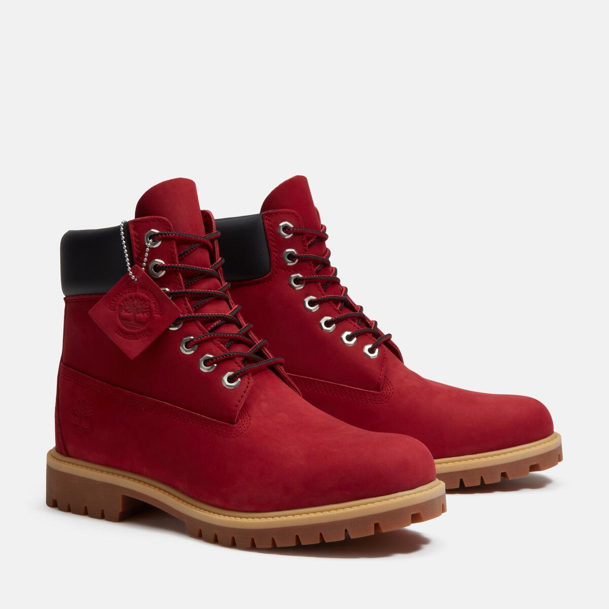 TIMBERLAND Men's 6-Inch Heritage Waterproof Boot Dark Red Nubuck - Image 2