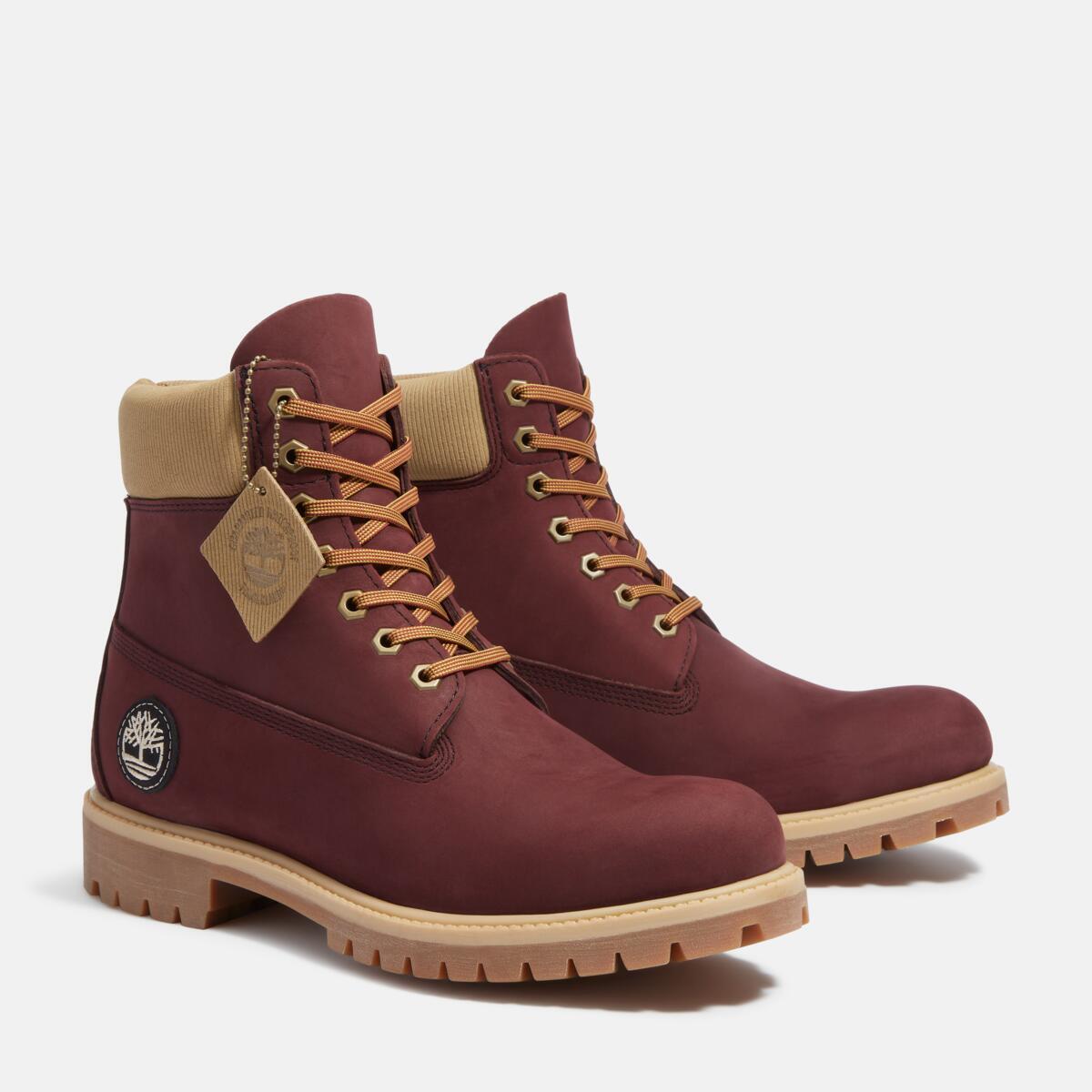 TIMBERLAND Men's 6-Inch Premium Waterproof Boot Burgundy Nubuck - Image 2