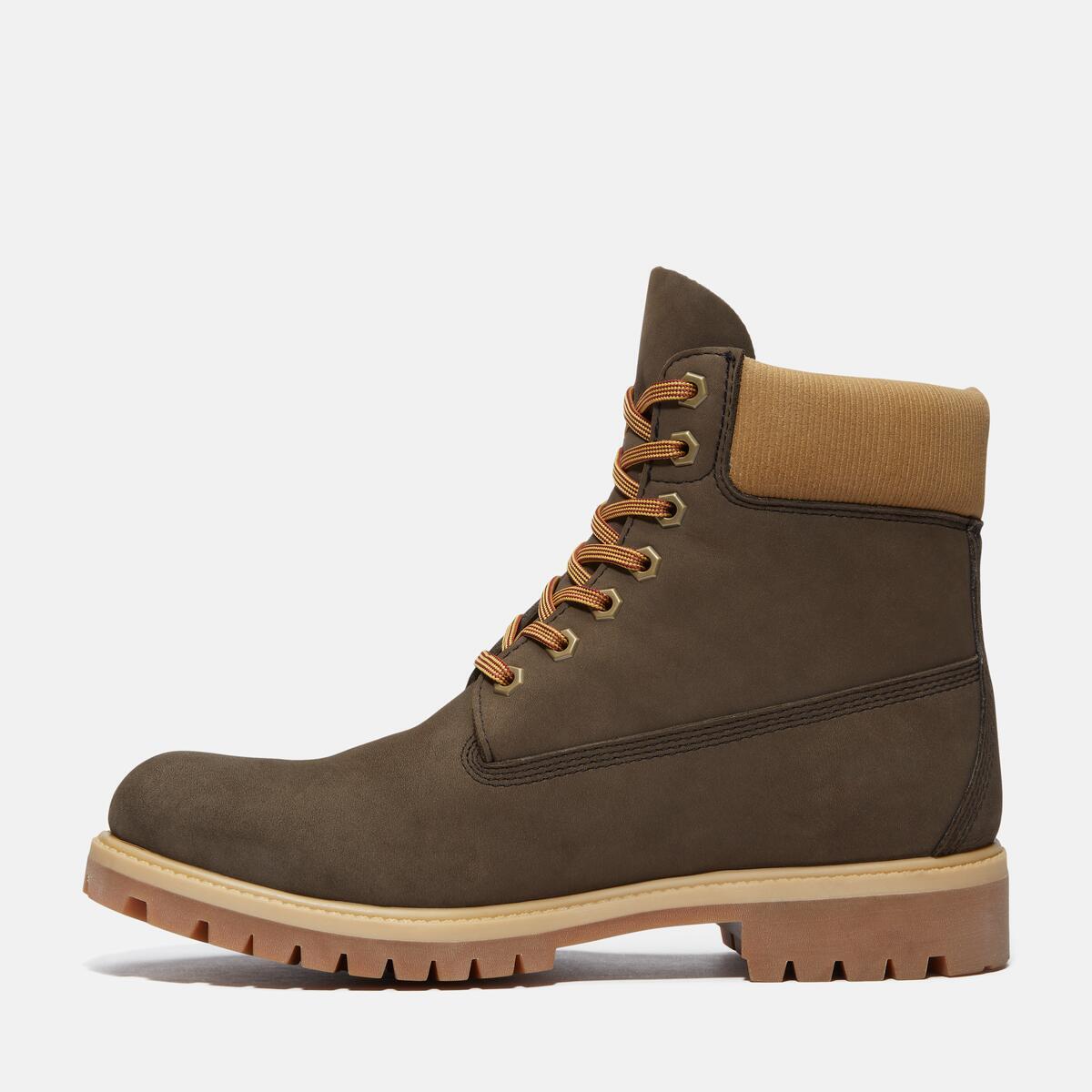 TIMBERLAND Men's 6-Inch Premium Waterproof Boot Dark Brown Nubuck with Olive - Image 6