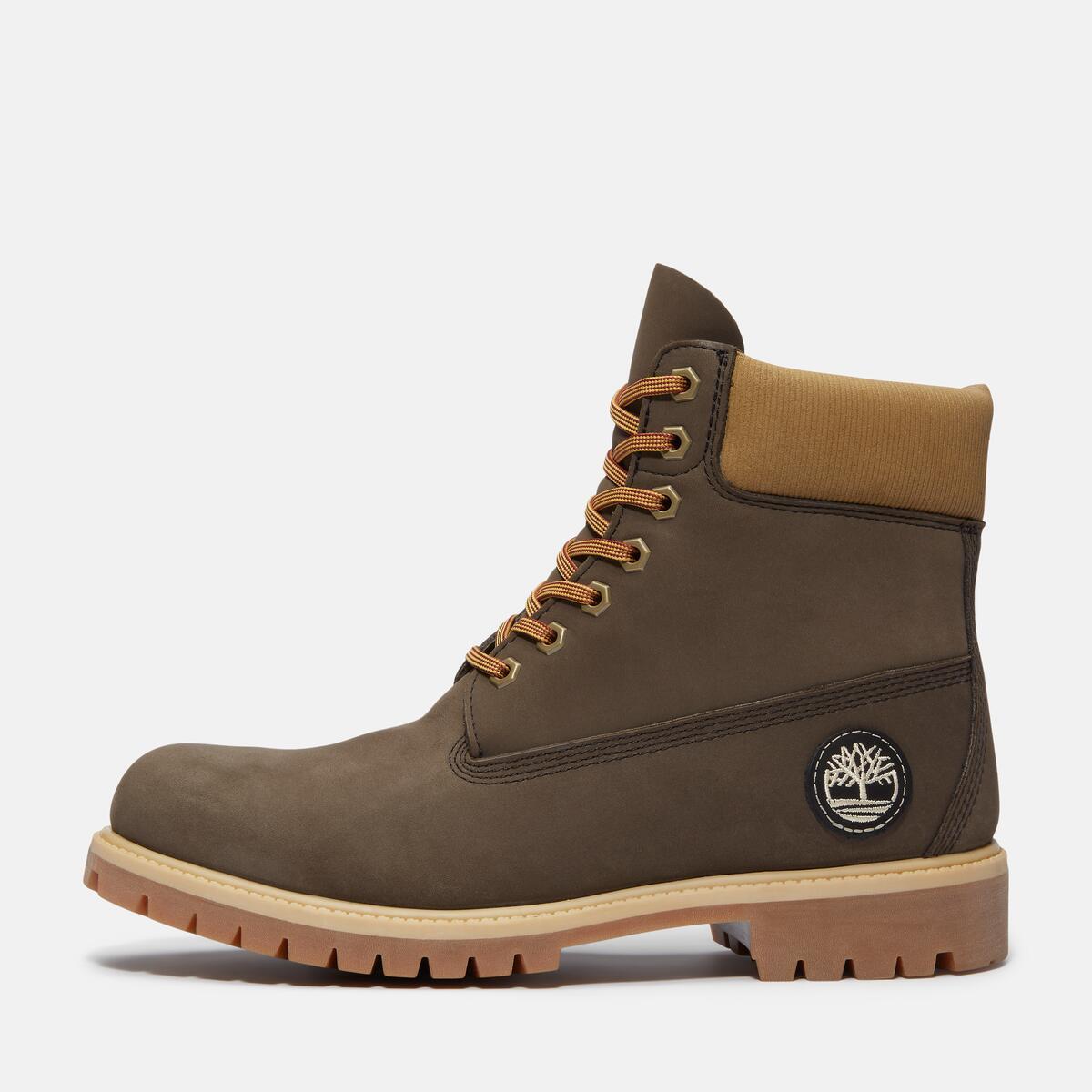 TIMBERLAND Men's 6-Inch Premium Waterproof Boot Dark Brown Nubuck with Olive - Image 8