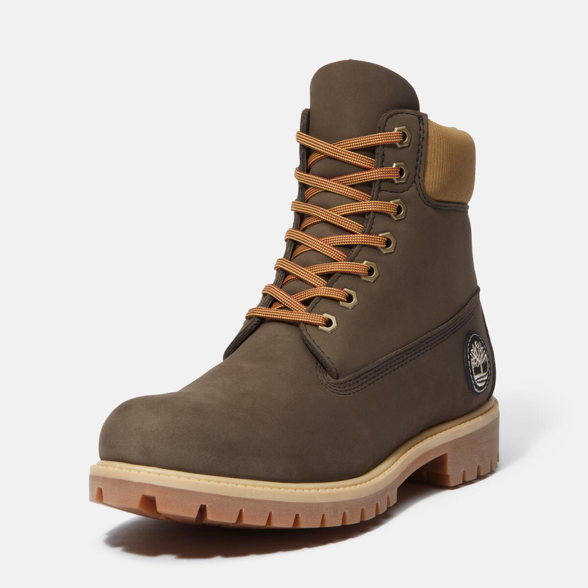 TIMBERLAND Men's 6-Inch Premium Waterproof Boot Dark Brown Nubuck with Olive - Image 9