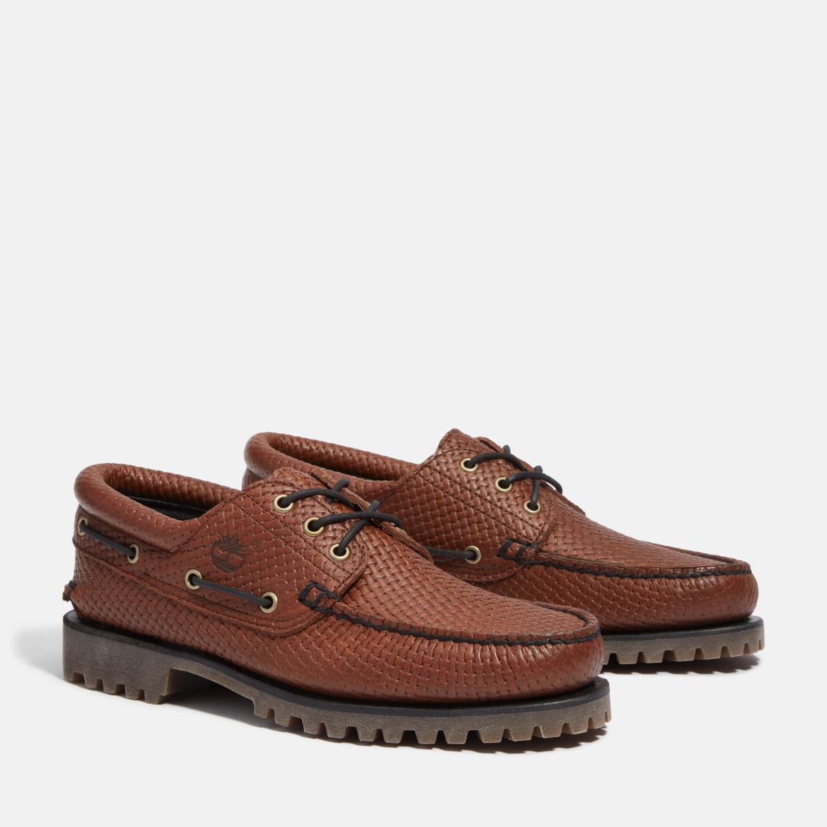 靴 Timberland 3EYE CLASSIC LUG brown 28cm Timberland Authentics 3 Eye Classic Lug boat shoes Brown| Dressinn