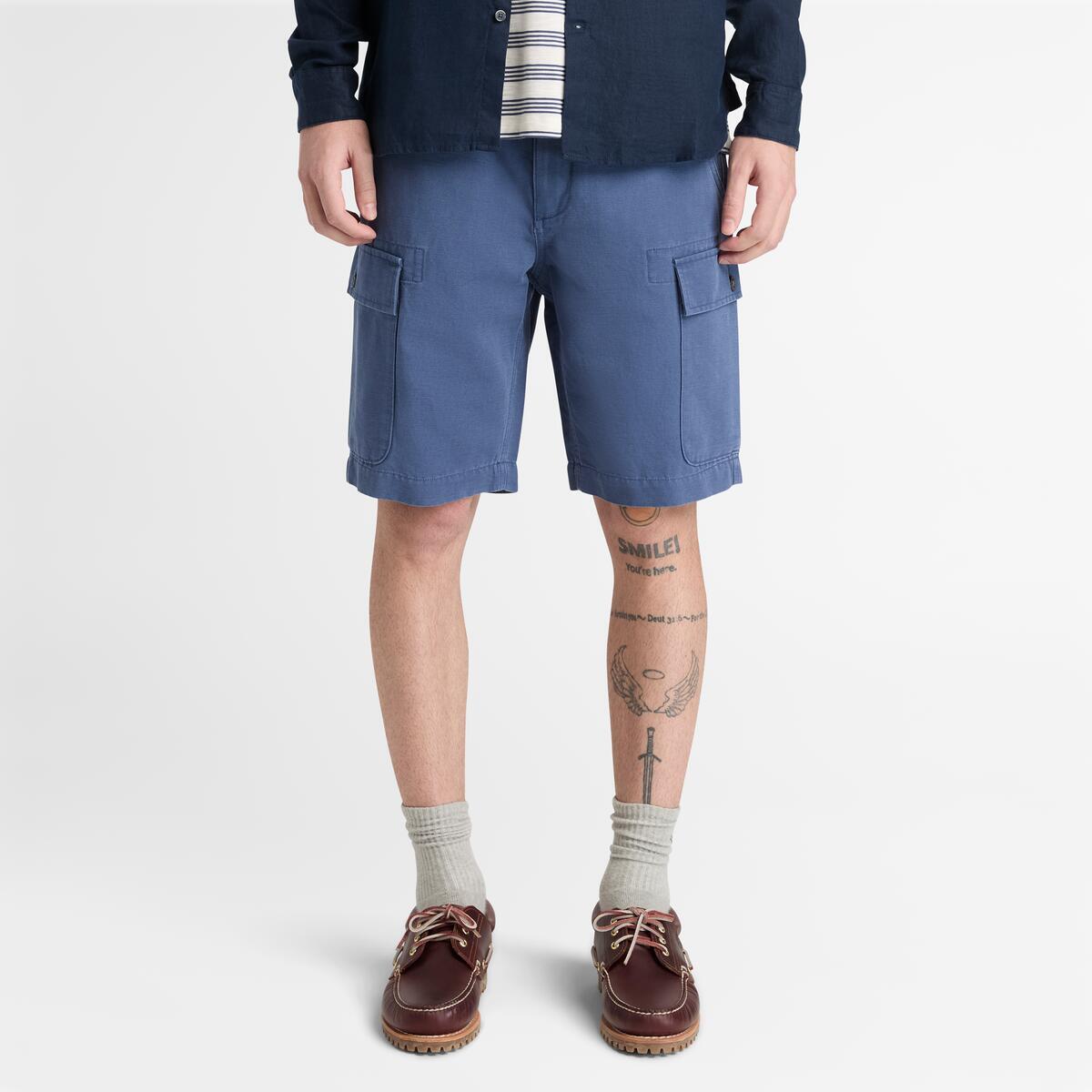 TIMBERLAND Men's Brookline Linen Cargo Shorts Oceana - Image 1