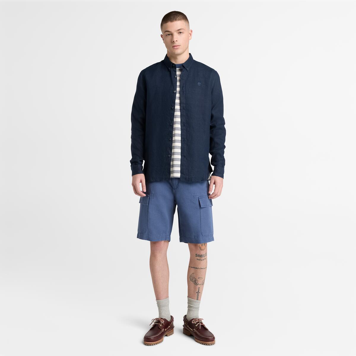 TIMBERLAND Men's Brookline Linen Cargo Shorts Oceana - Image 2