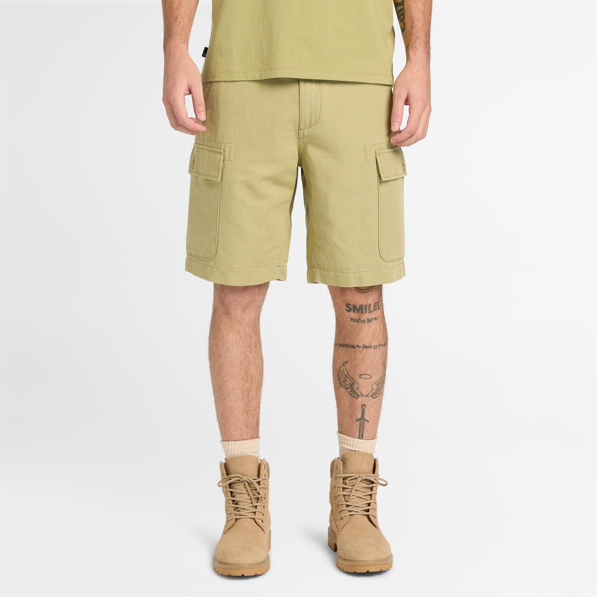 TIMBERLAND Men's Brookline Linen Cargo Shorts Sage - Image 1