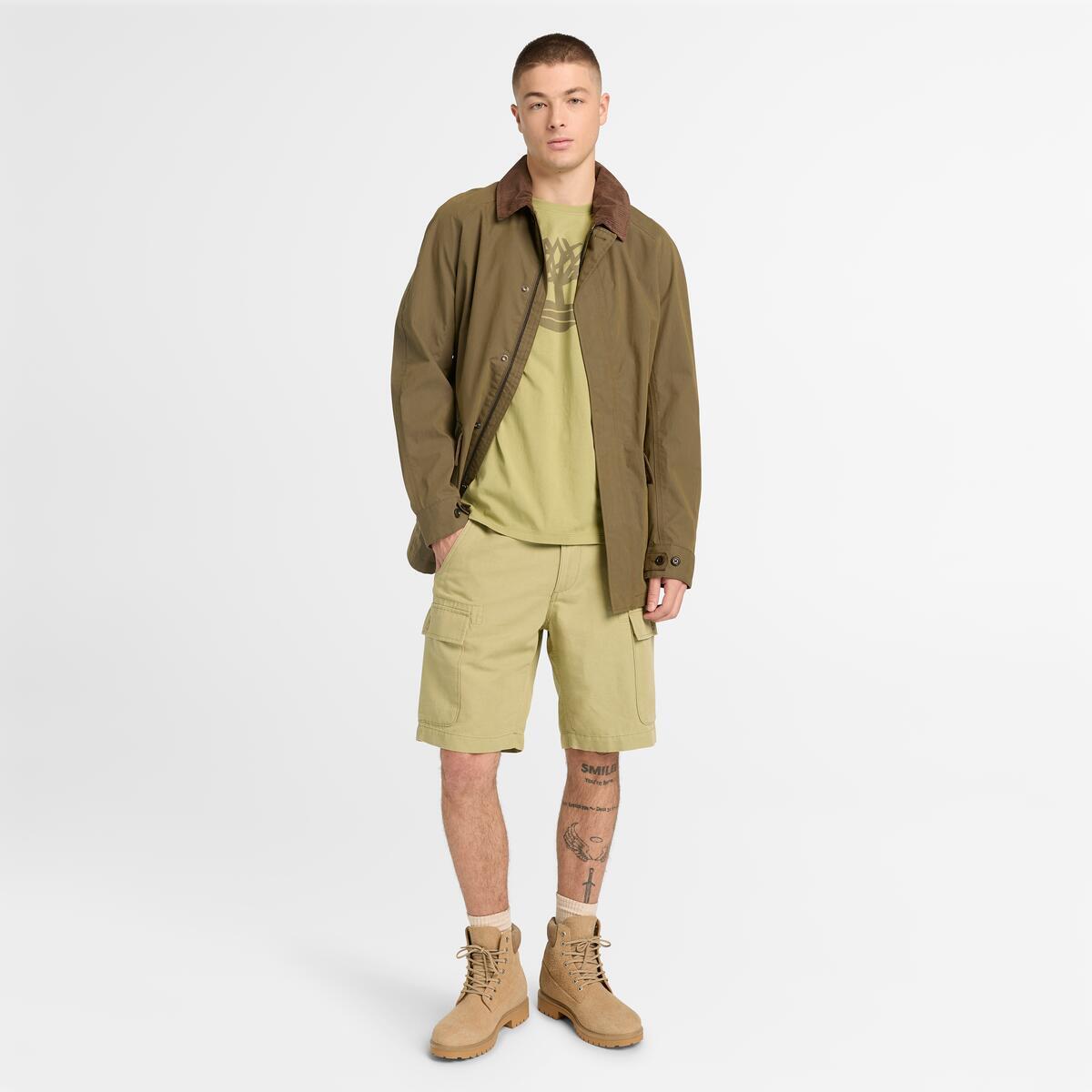 TIMBERLAND Men's Brookline Linen Cargo Shorts Sage - Image 2