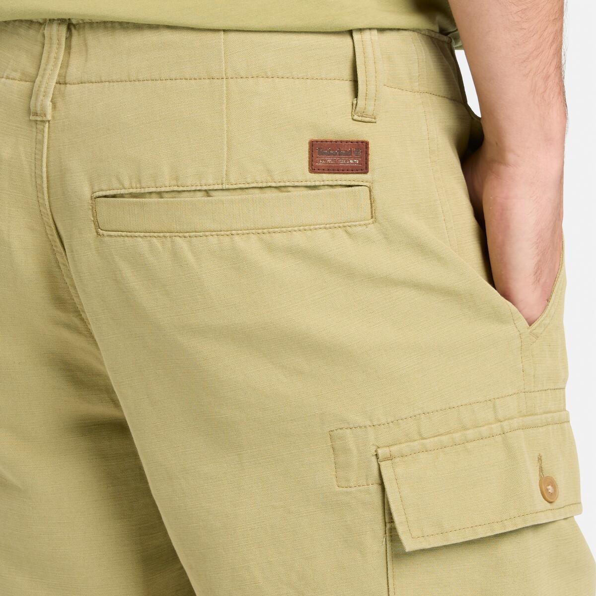 TIMBERLAND Men's Brookline Linen Cargo Shorts Sage - Image 4