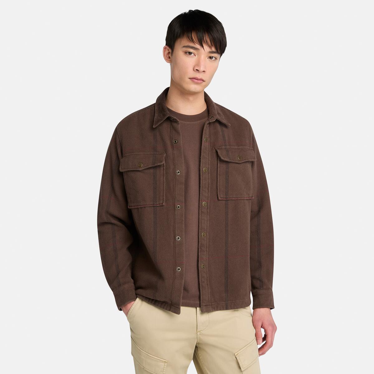 TIMBERLAND Men's Corduroy Collar Overshirt Chocolate Brown - Image 1