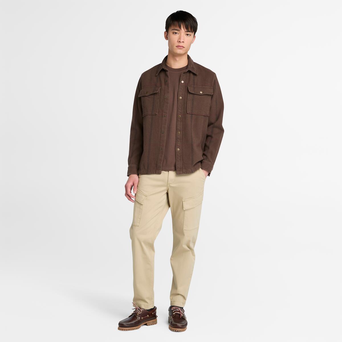 TIMBERLAND Men's Corduroy Collar Overshirt Chocolate Brown - Image 2