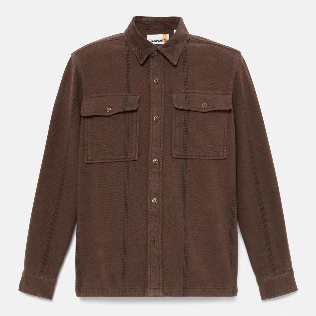 TIMBERLAND Men's Corduroy Collar Overshirt Chocolate Brown - Image 5