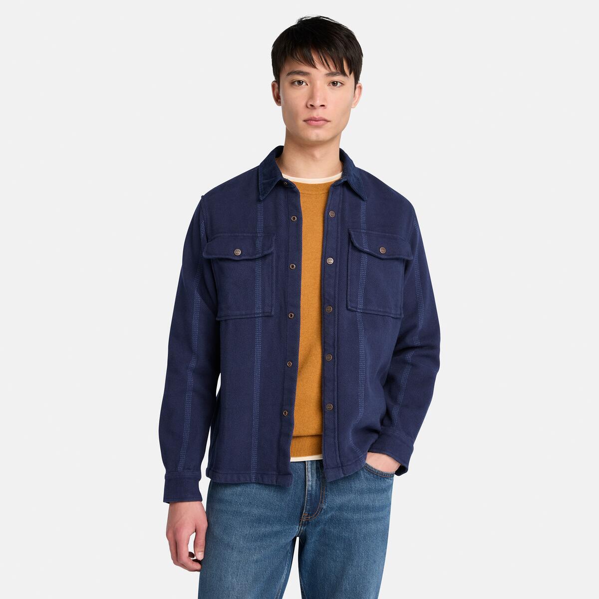 TIMBERLAND Men's Corduroy Collar Overshirt Peacoat - Image 1