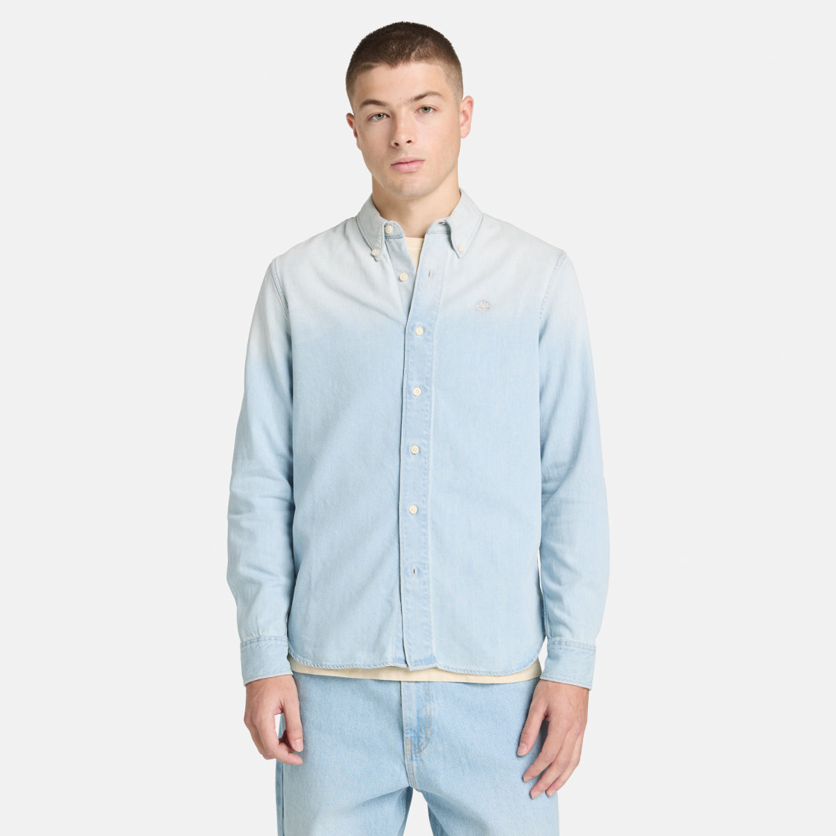 TIMBERLAND Men's Denim Shirt (Regular Fit) Sun Faded Wash - Image 1