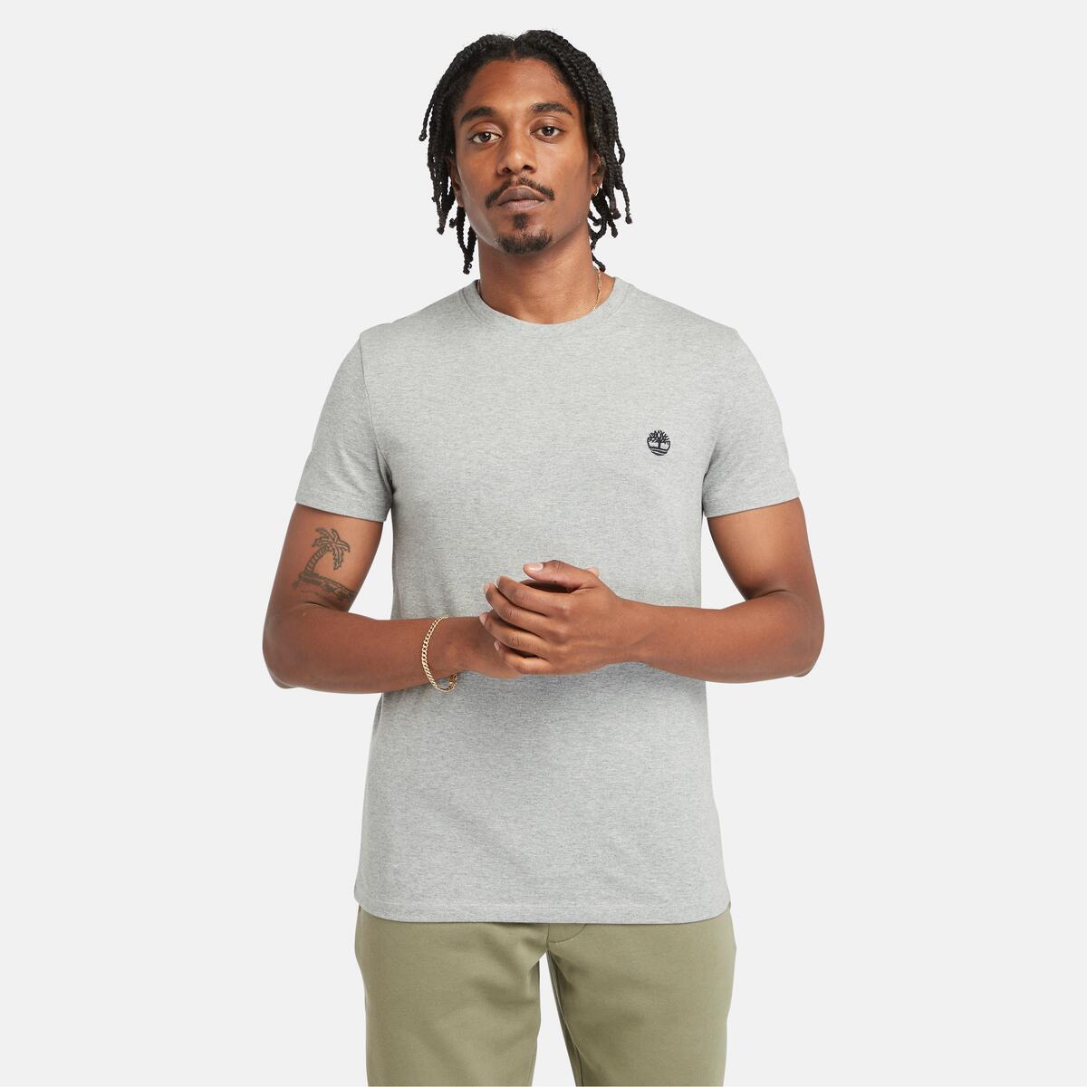 TIMBERLAND Men's Dunstan River Jersey Crew Tee Medium Grey Heather - Image 1