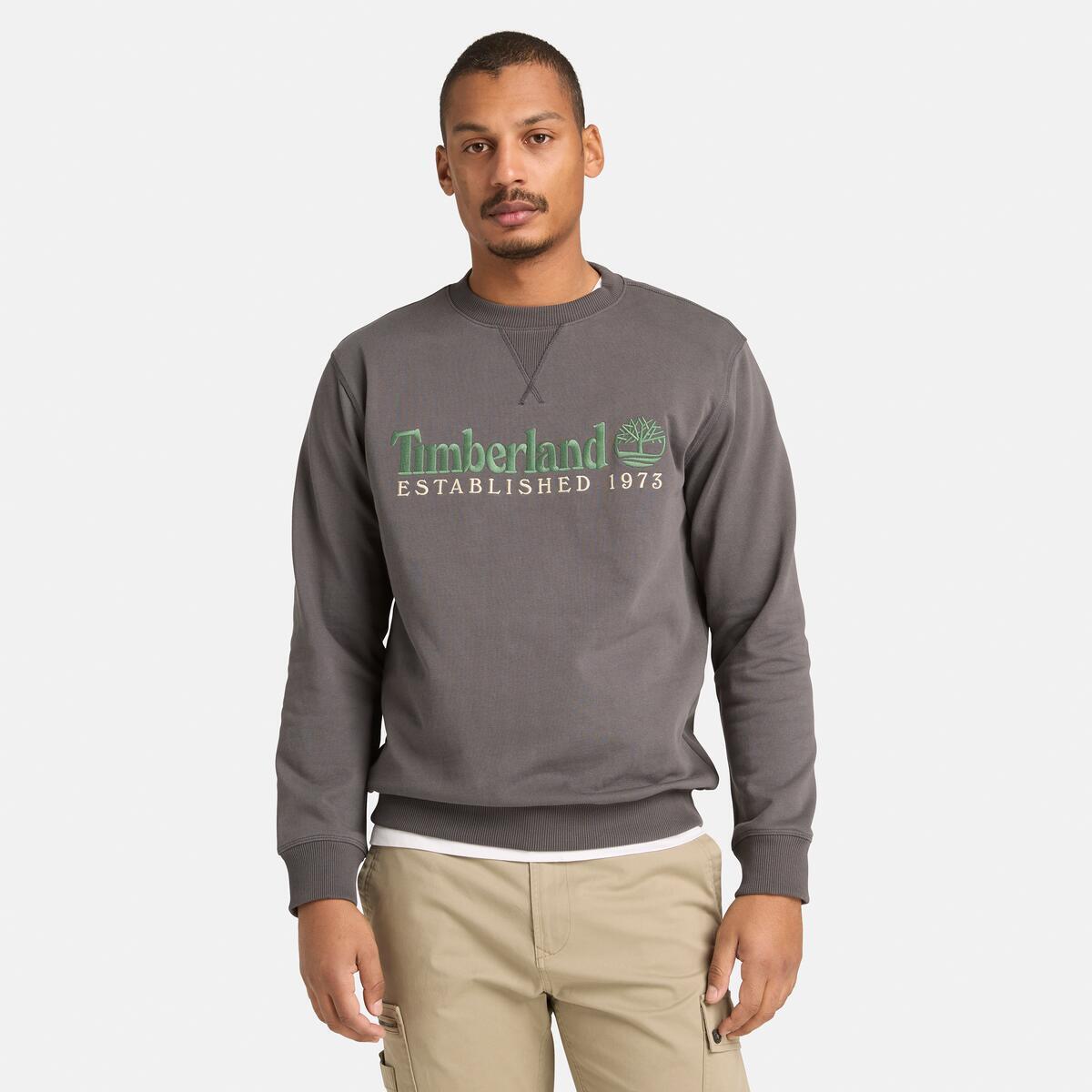 TIMBERLAND Men's Established 1973 Logo Crew Blackened Pearl - Image 1