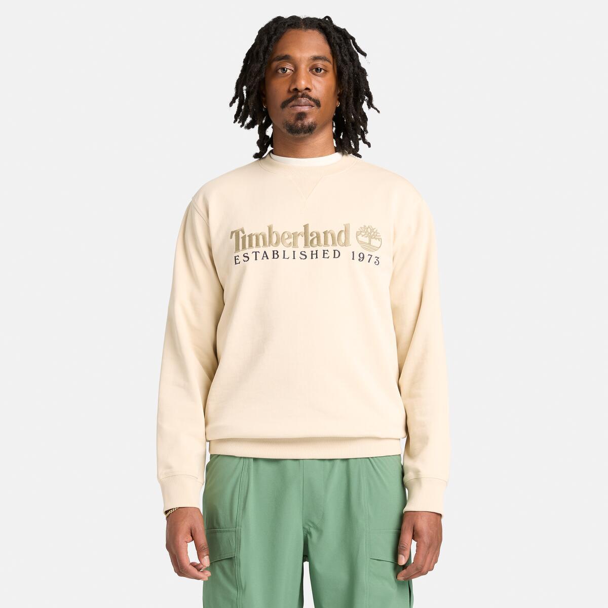 TIMBERLAND Men's Established 1973 Logo Crew Putty - Image 1
