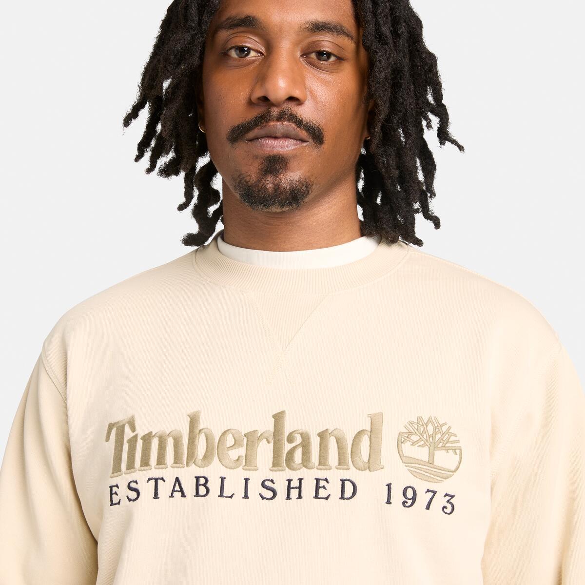 TIMBERLAND Men's Established 1973 Logo Crew Putty - Image 3