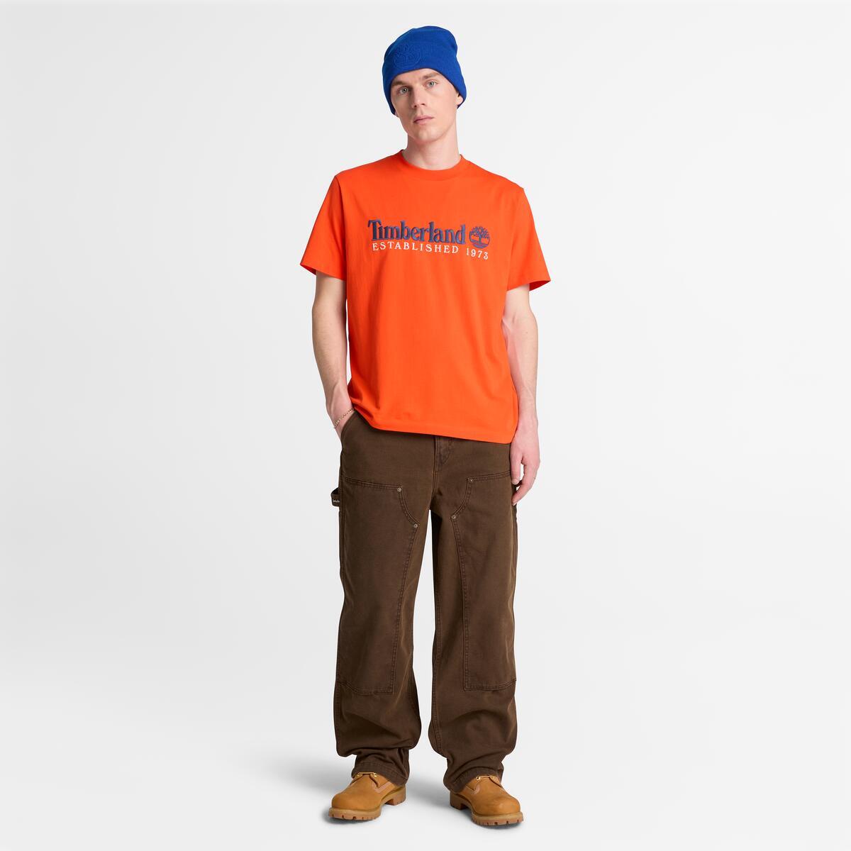 TIMBERLAND Men's Established 1973 Tee Tangerine Tango - Image 2