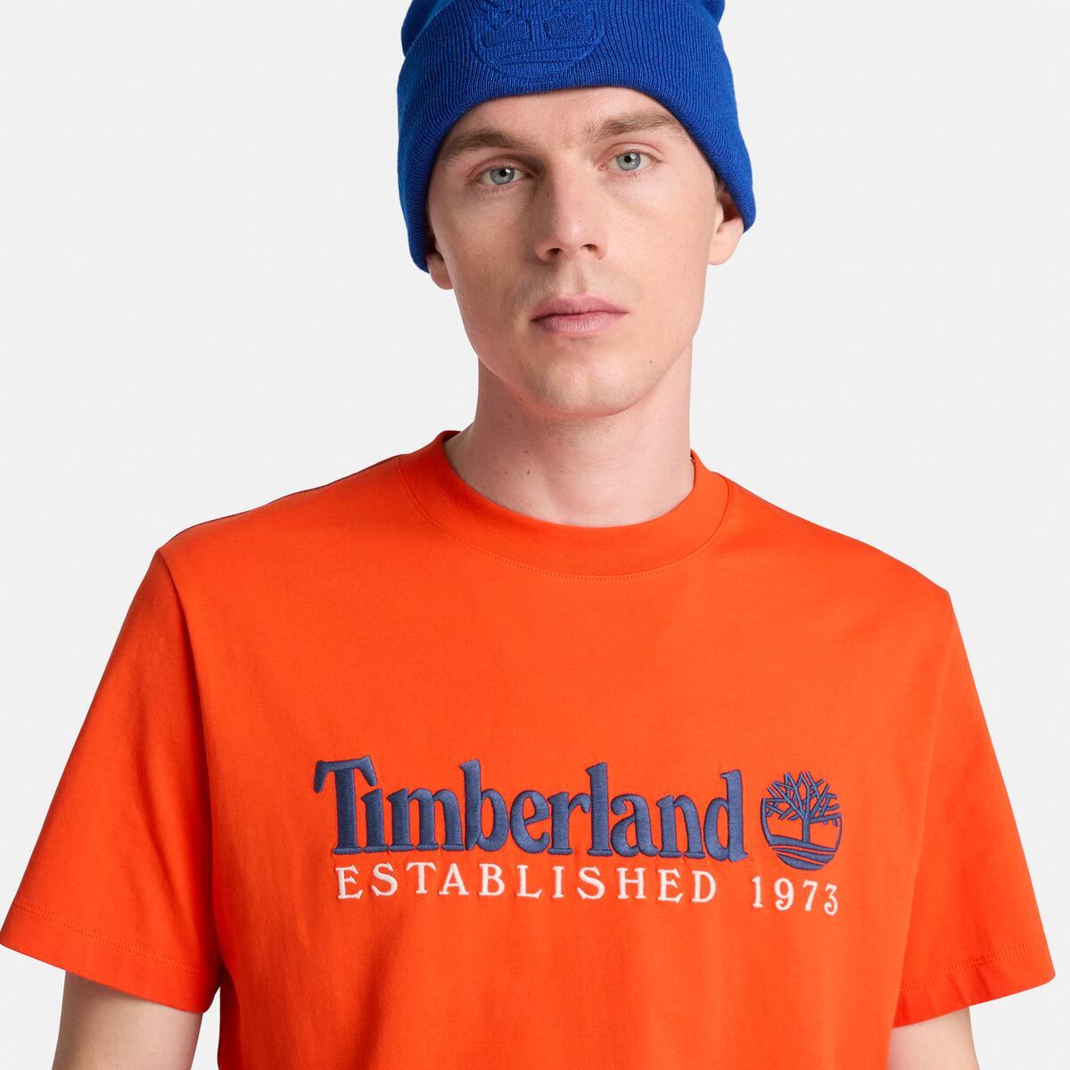TIMBERLAND Men's Established 1973 Tee Tangerine Tango - Image 3