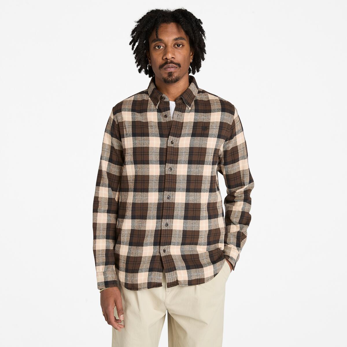 TIMBERLAND Men's Flannel Check Shirt Chocolate Brown - Image 1