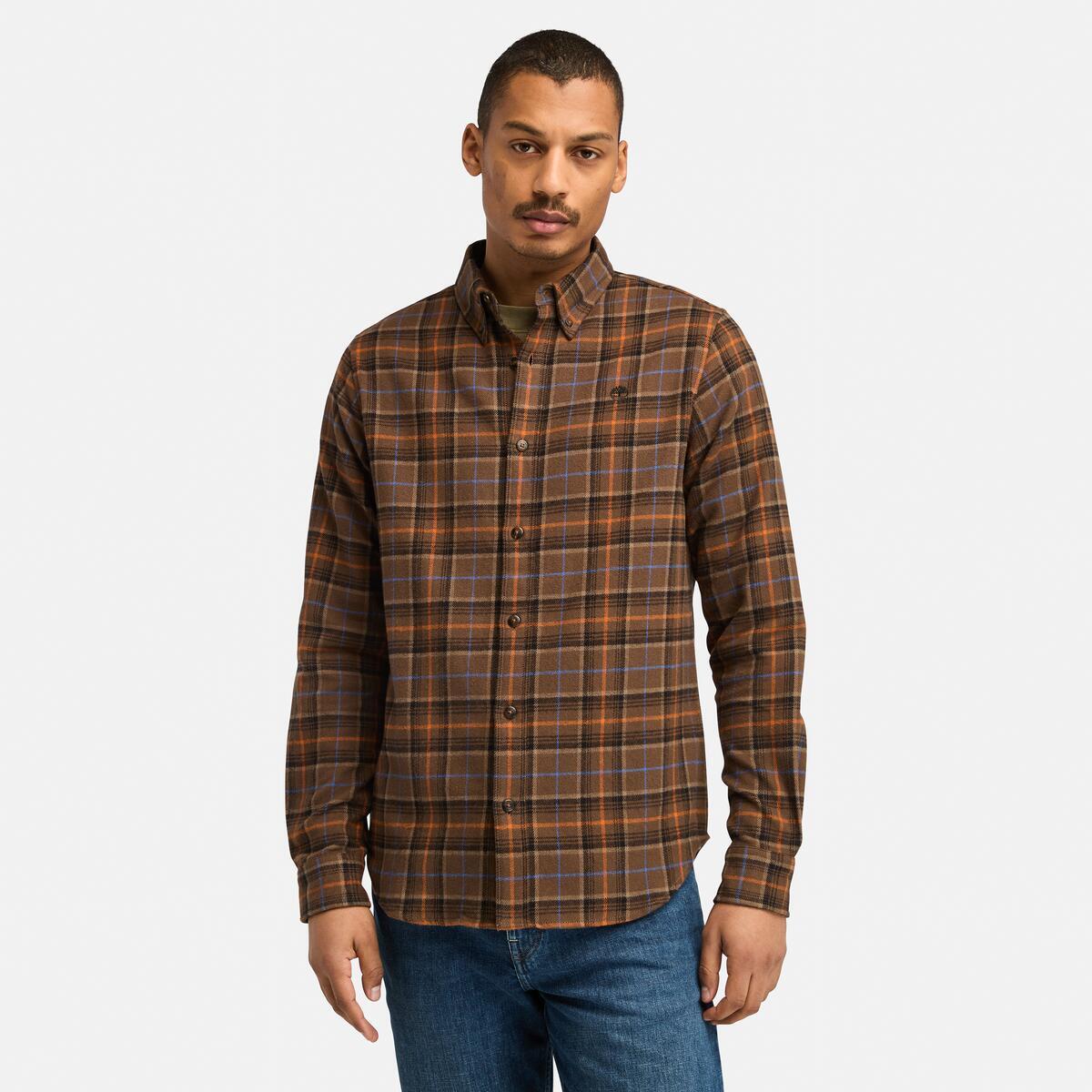 TIMBERLAND Men's Flannel Shirt Chocolate Chip Yd - Image 1
