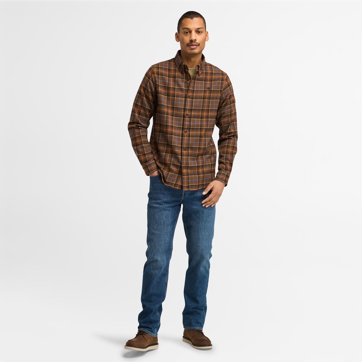 TIMBERLAND Men's Flannel Shirt Chocolate Chip Yd - Image 2