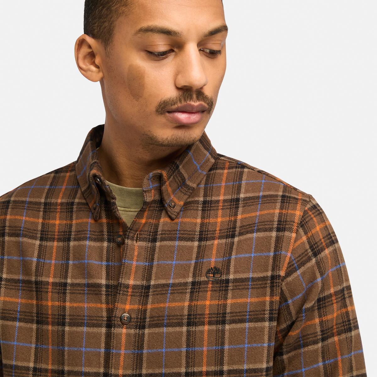 TIMBERLAND Men's Flannel Shirt Chocolate Chip Yd - Image 3