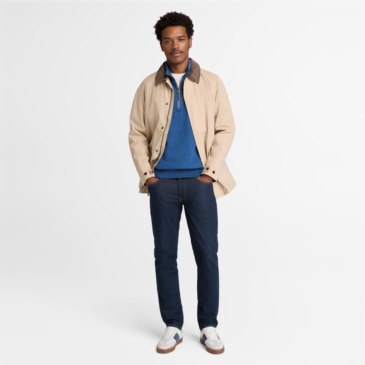 TIMBERLAND Men's Indigo 1/4 Zip Sweatshirt Mid Indigo - Image 2
