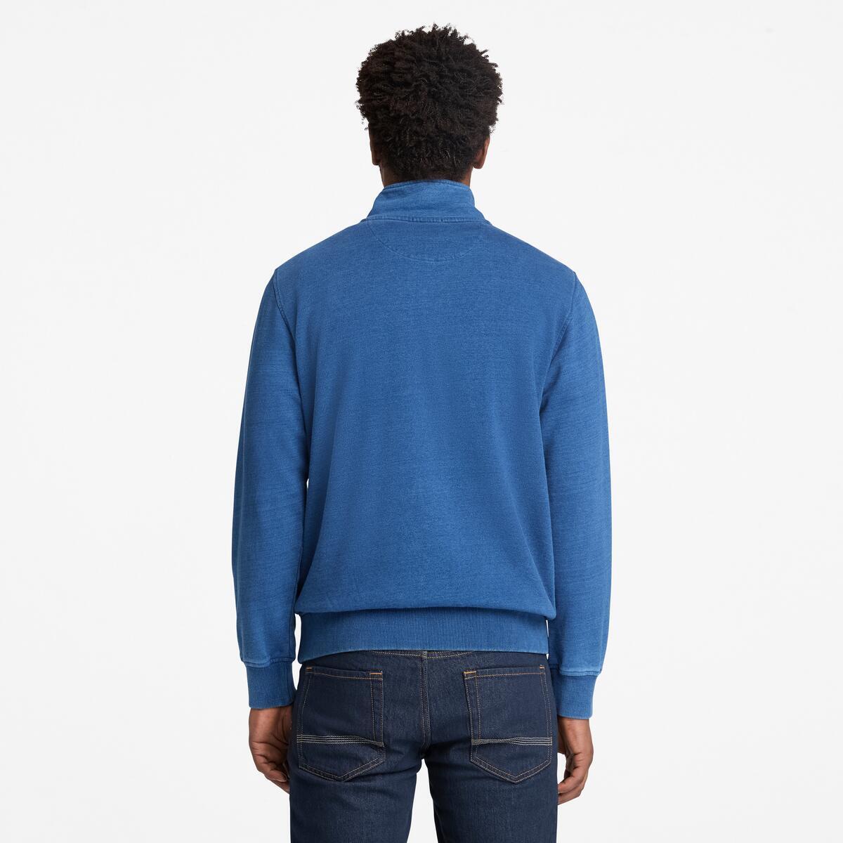 TIMBERLAND Men's Indigo 1/4 Zip Sweatshirt Mid Indigo - Image 3