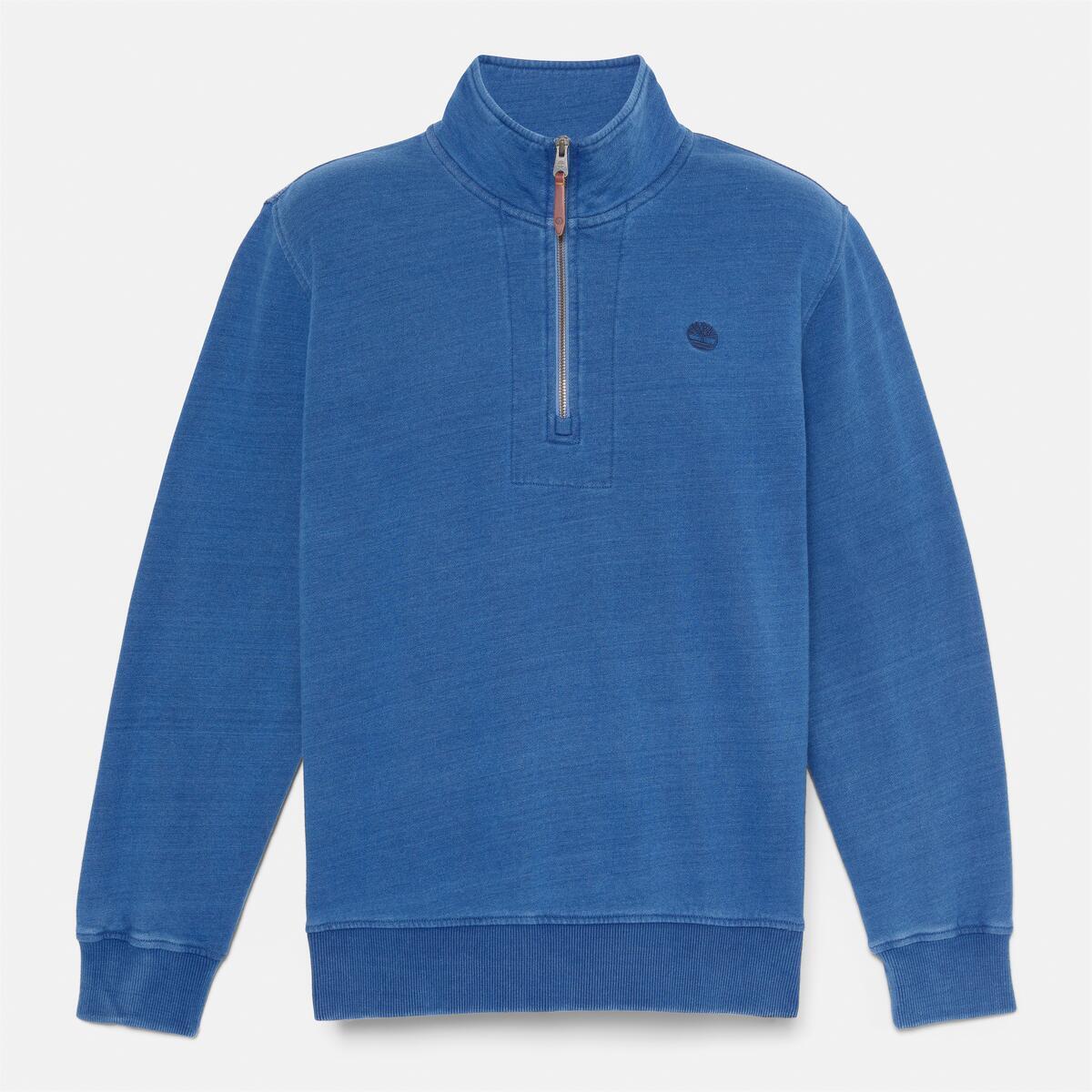TIMBERLAND Men's Indigo 1/4 Zip Sweatshirt Mid Indigo - Image 5