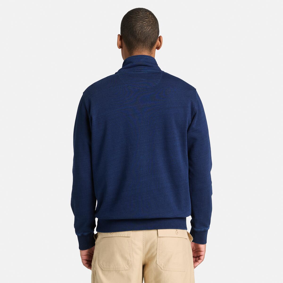 TIMBERLAND Men's Indigo 1/4 Zip Sweatshirt Rinse - Image 3