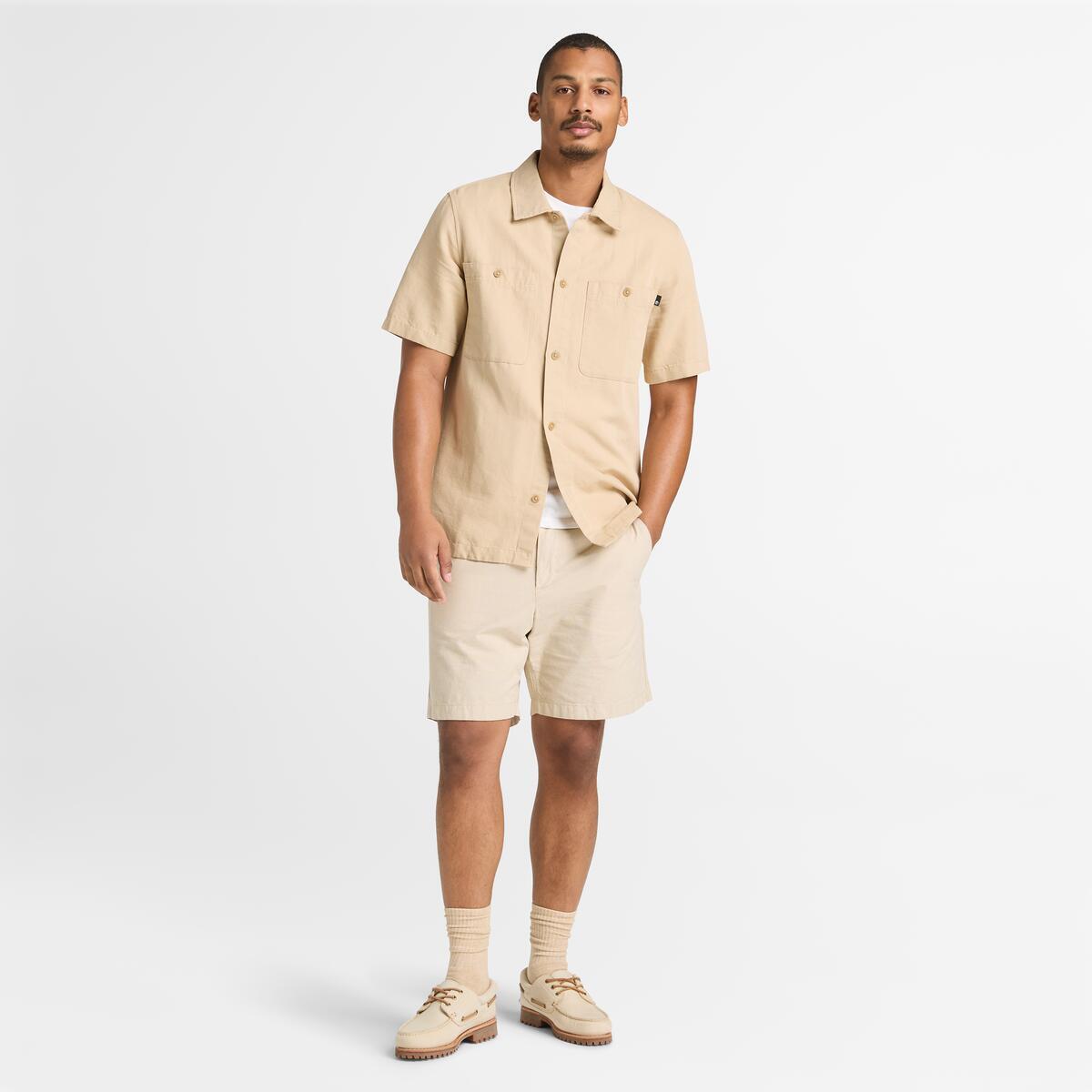 TIMBERLAND Men's Linen Utility Overshirt Safari - Image 2