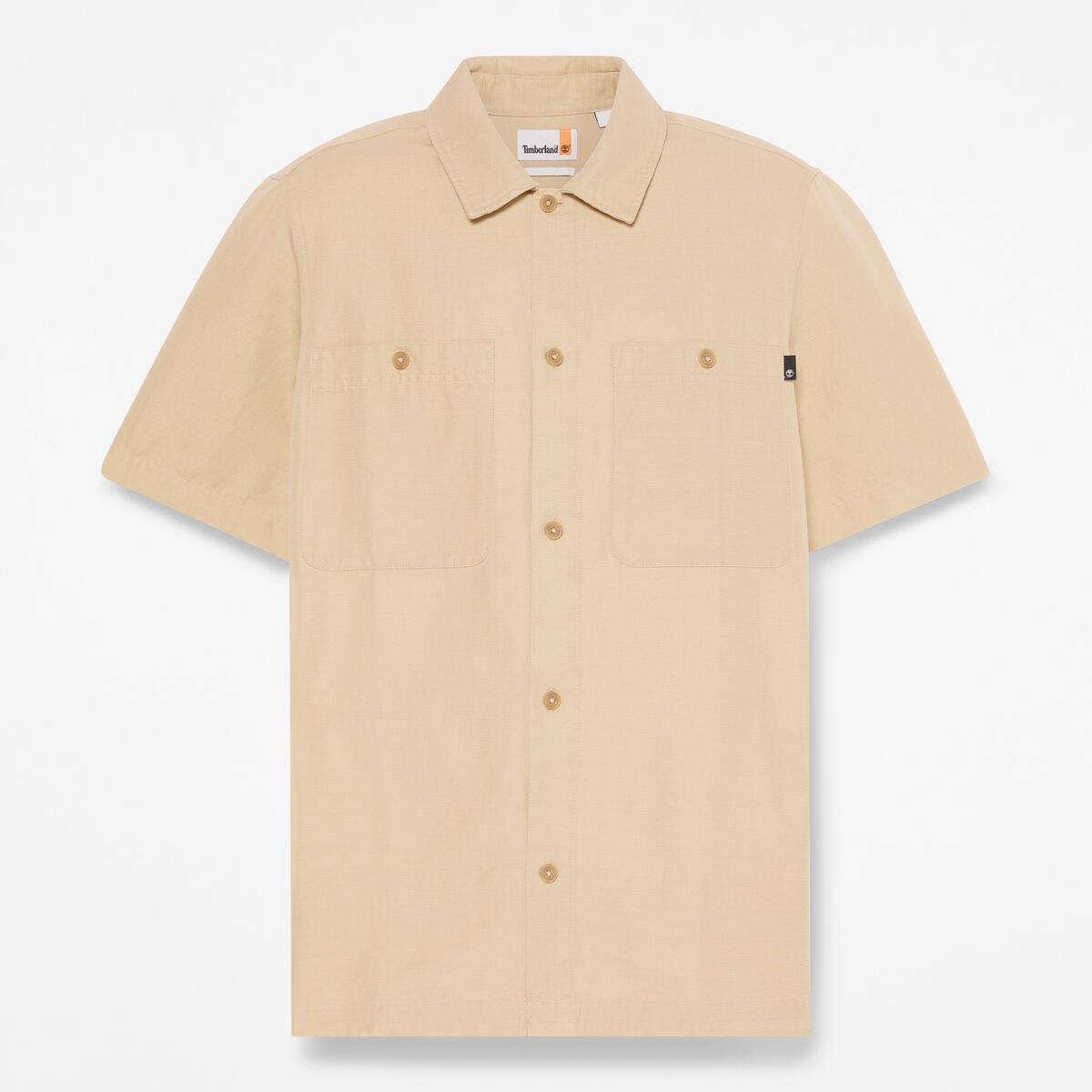TIMBERLAND Men's Linen Utility Overshirt Safari - Image 5