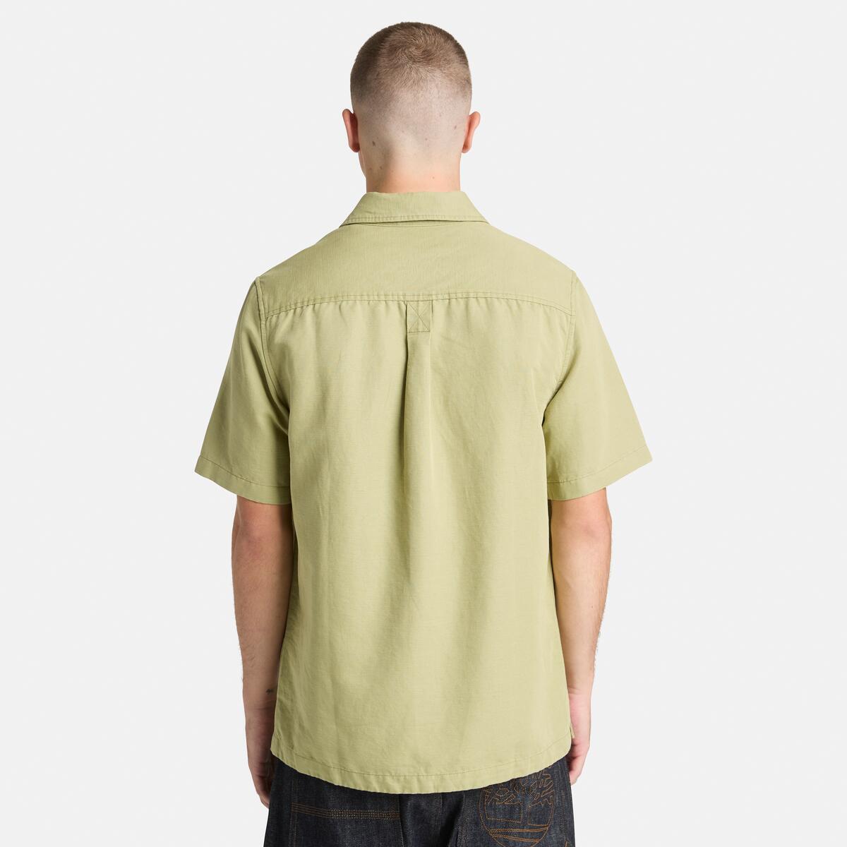 TIMBERLAND Men's Linen Utility Overshirt Sage - Image 4