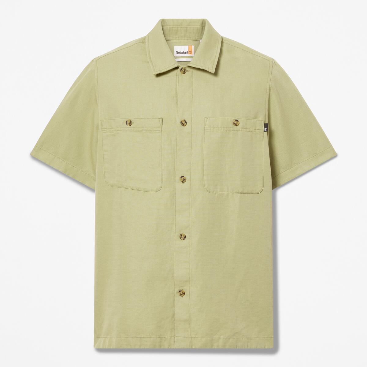TIMBERLAND Men's Linen Utility Overshirt Sage - Image 5