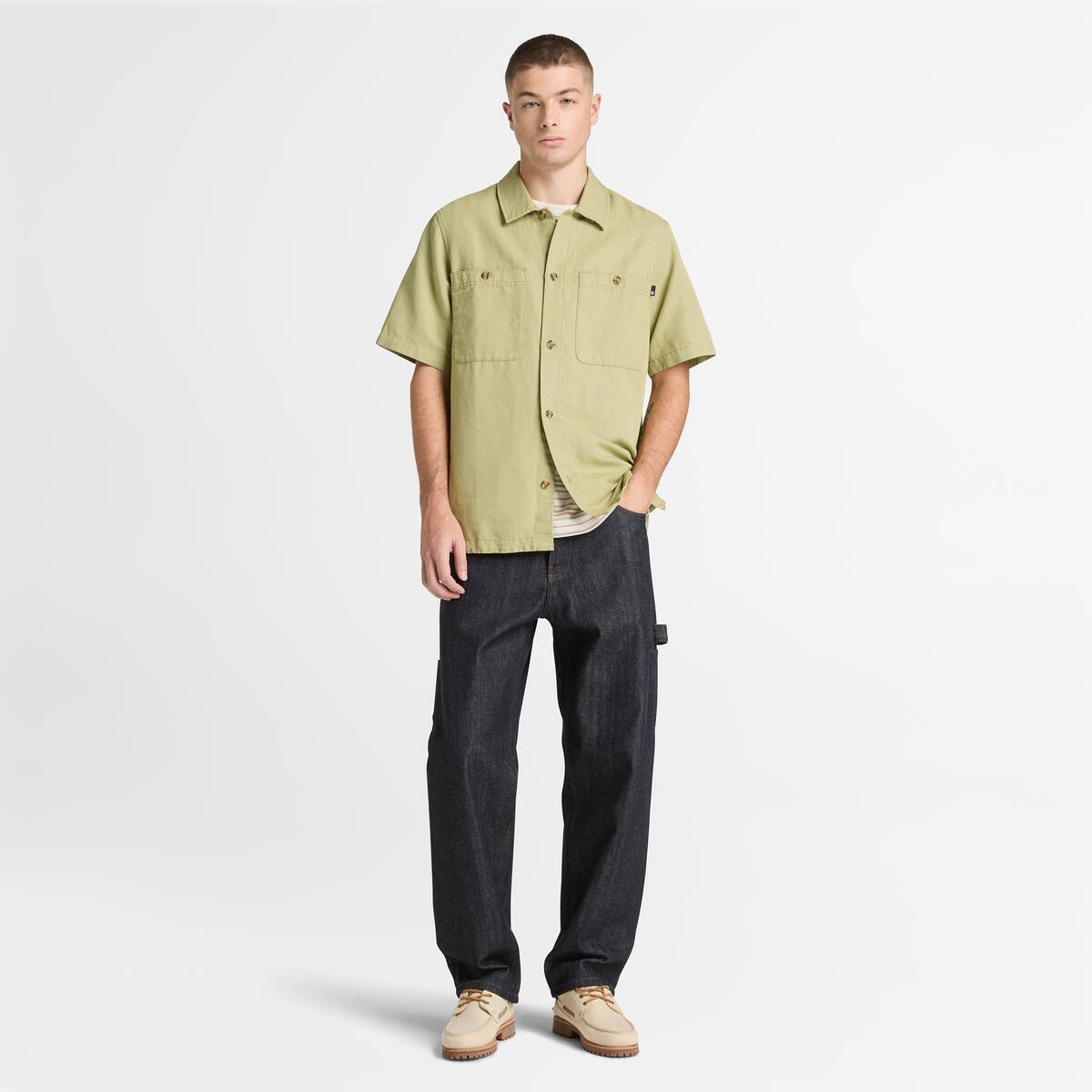 TIMBERLAND Men's Linen Utility Overshirt Sage - Image 1