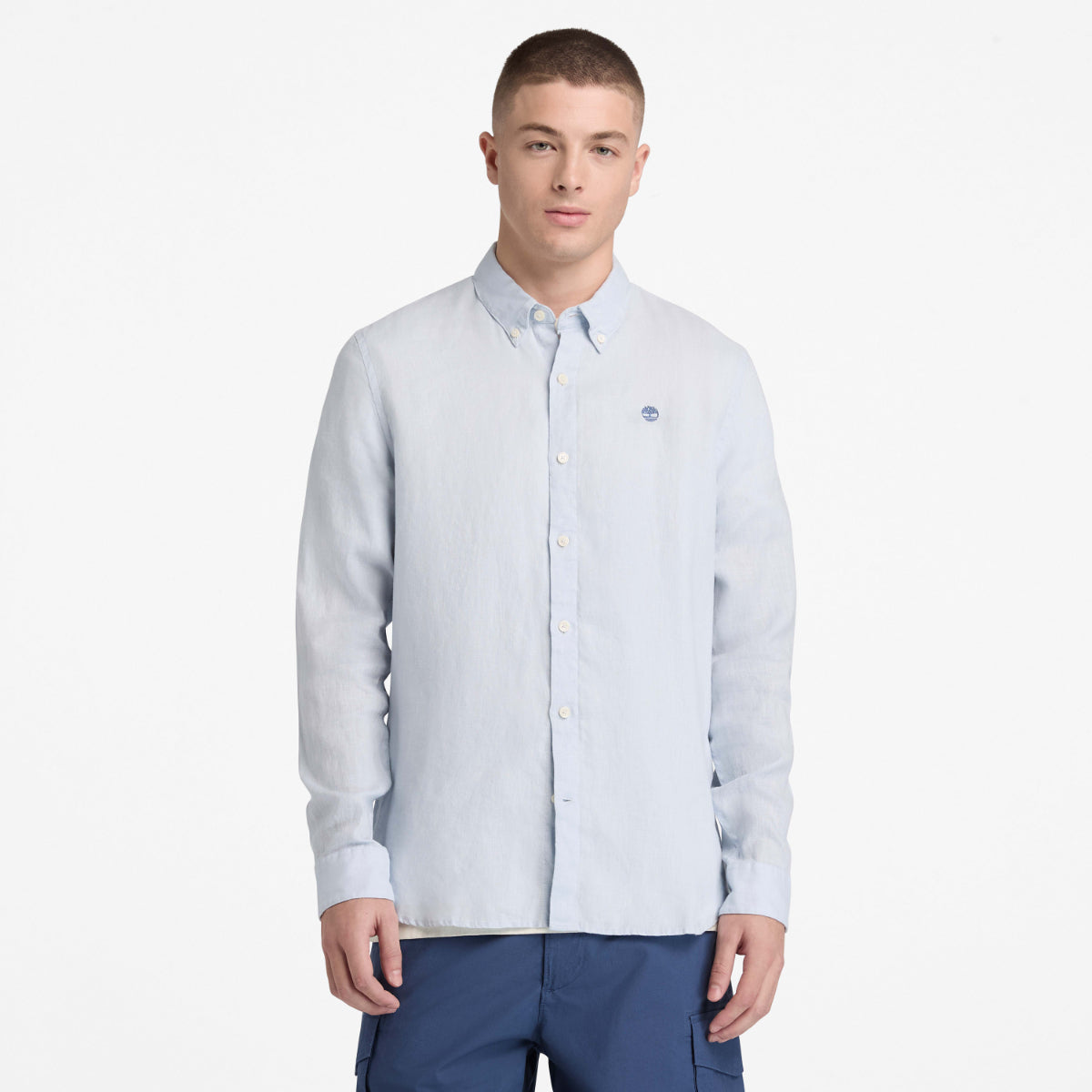 TIMBERLAND Men's Mill Brook Linen Shirt Grey Dawn - Image 1