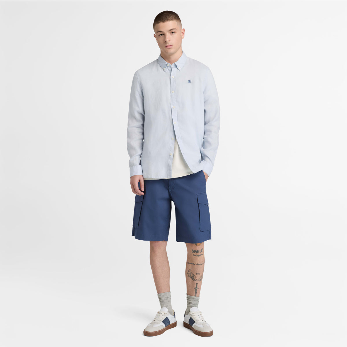 TIMBERLAND Men's Mill Brook Linen Shirt Grey Dawn - Image 2