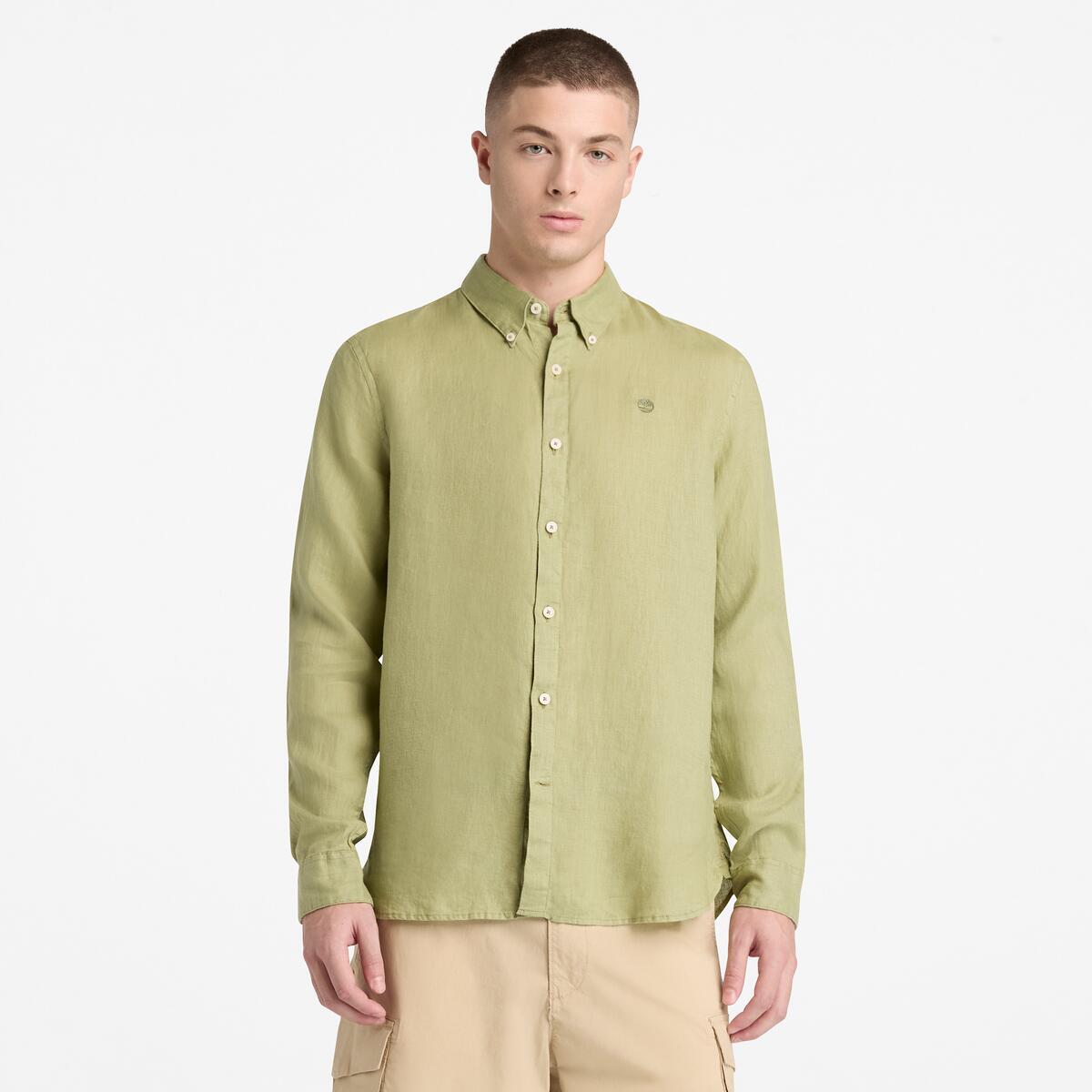 TIMBERLAND Men's Mill Brook Linen Shirt Sage - Image 1