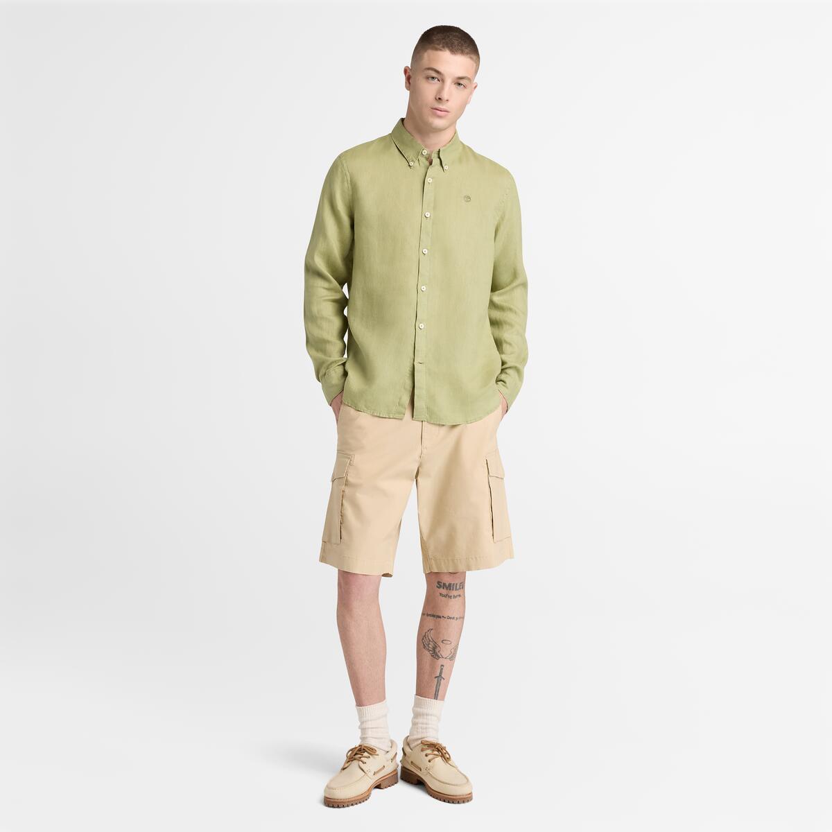 TIMBERLAND Men's Mill Brook Linen Shirt Sage - Image 2