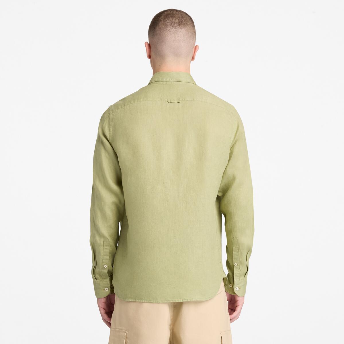 TIMBERLAND Men's Mill Brook Linen Shirt Sage - Image 3