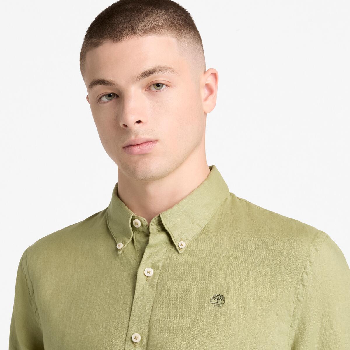 TIMBERLAND Men's Mill Brook Linen Shirt Sage - Image 4
