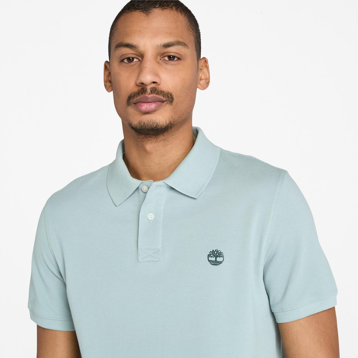 TIMBERLAND Men's Millers River Pique Polo Silver Blue - Image 3