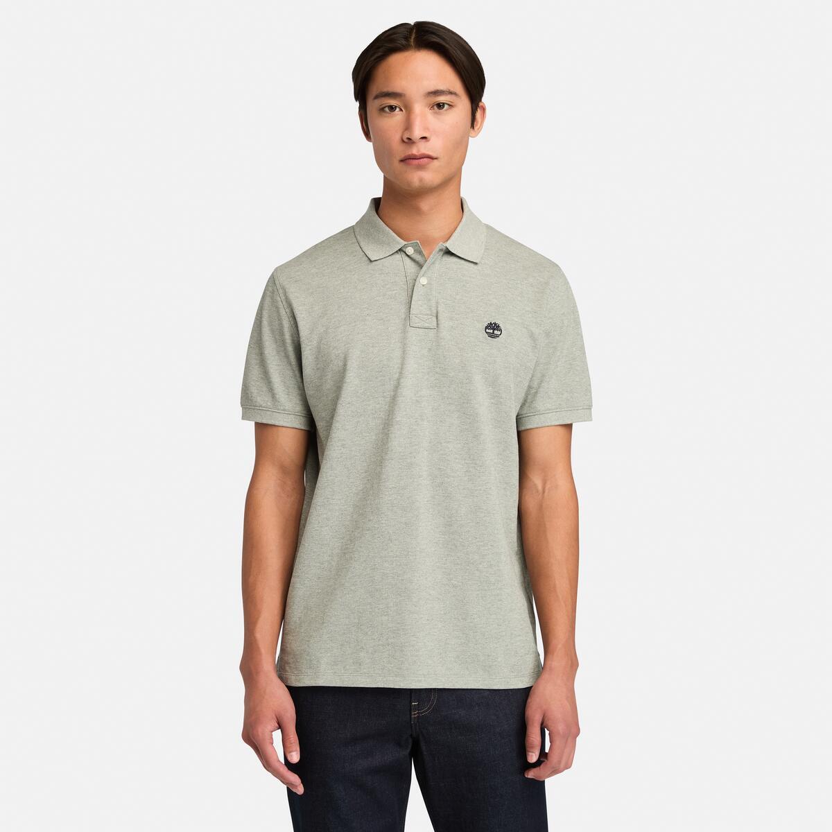 TIMBERLAND Men's Millers River Pique Polo Medium Grey Heather - Image 1