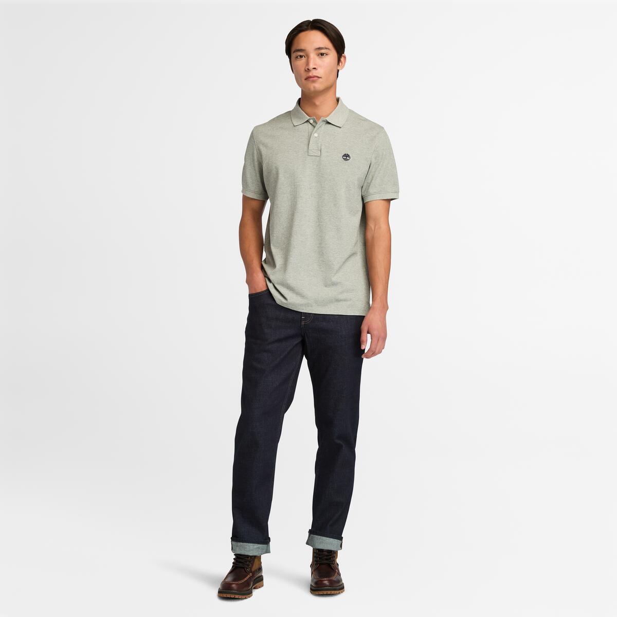 TIMBERLAND Men's Millers River Pique Polo Medium Grey Heather - Image 2